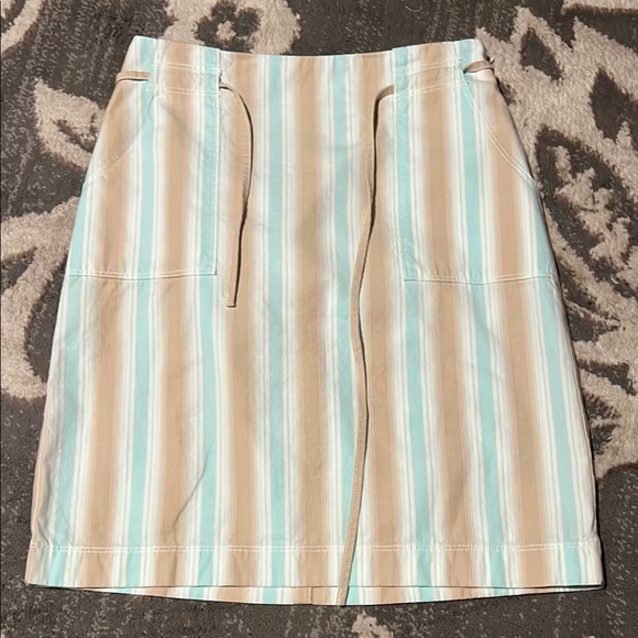 LOFT Dresses & Skirts - Loft Striped Tan and Blue Women's Skirt side zipper.
